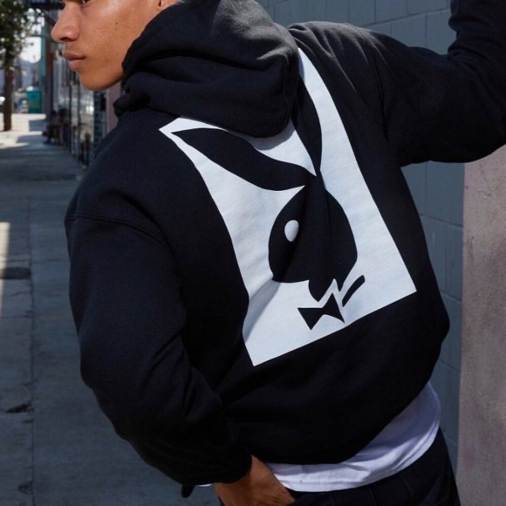 NEW PLAYBOY BLACK HOODIE SZ MEDIUM M